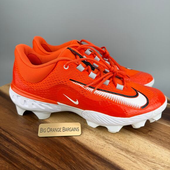 Nike Alpha Huarache Elite 4 Low MCS Men\'s 12.5 Baseball Cleats Orange FN7221-800